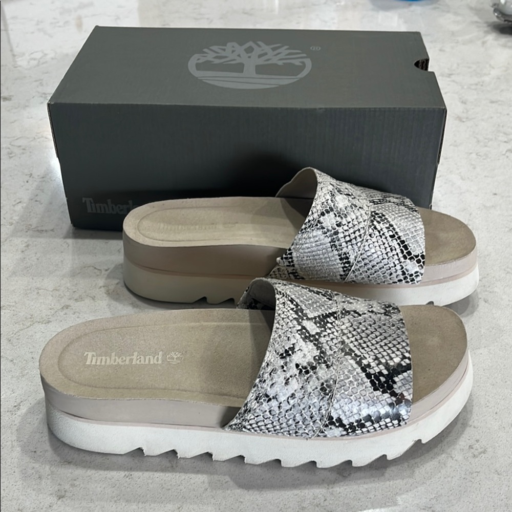 Timberland Women's Snakeskin Pattern Slide Sandals
